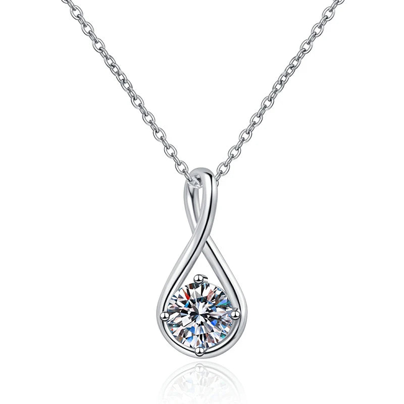 NeeTim Moissanite Pendant 925 Sterling Silver with White Gold Plated Necklace For Women Lab Diamonds Necklaces with Certificate