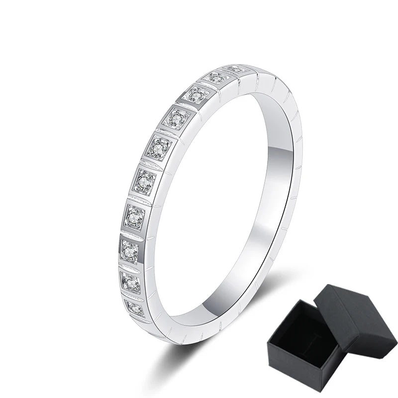0.16 CT Moissanite Half Circle Ring – Silver Plated Platinum Band
