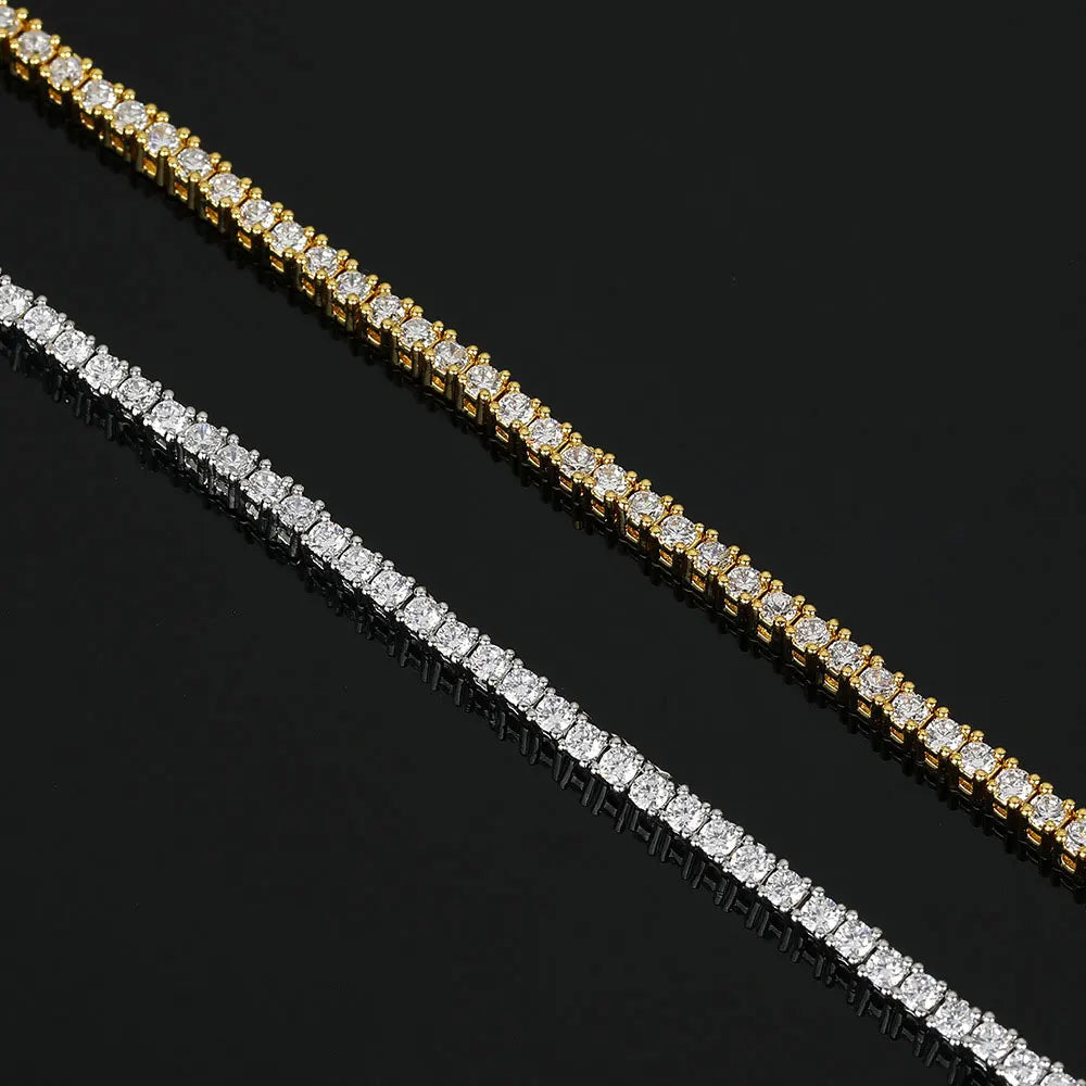 KNOBSPIN 2mm D VVS1 Moissanite Tennis Necklace Adjustable s925 Sterling Silver Plated 18k Gold with GRA Fine Necklace for Women