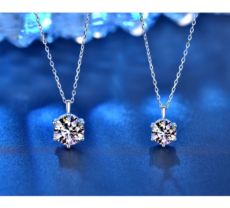 VVS1 D Color Moissanite Necklace 925 Sterling Silver Chain with Certificate – Luxury Fine Jewelry