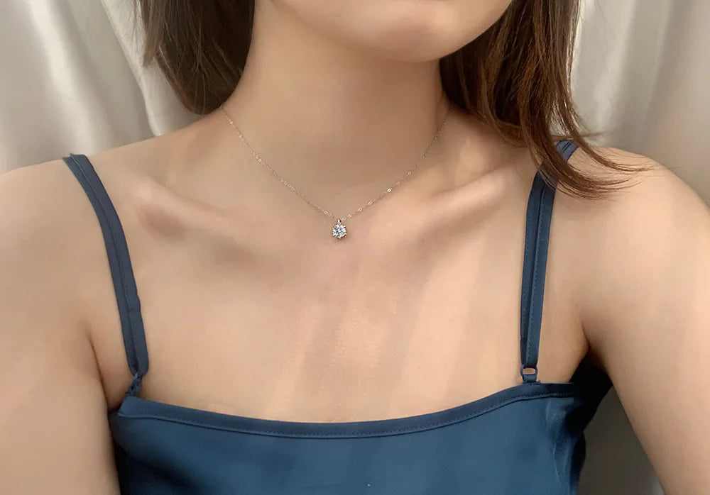 VVS1 D Color Moissanite Necklace 925 Sterling Silver Chain with Certificate – Luxury Fine Jewelry
